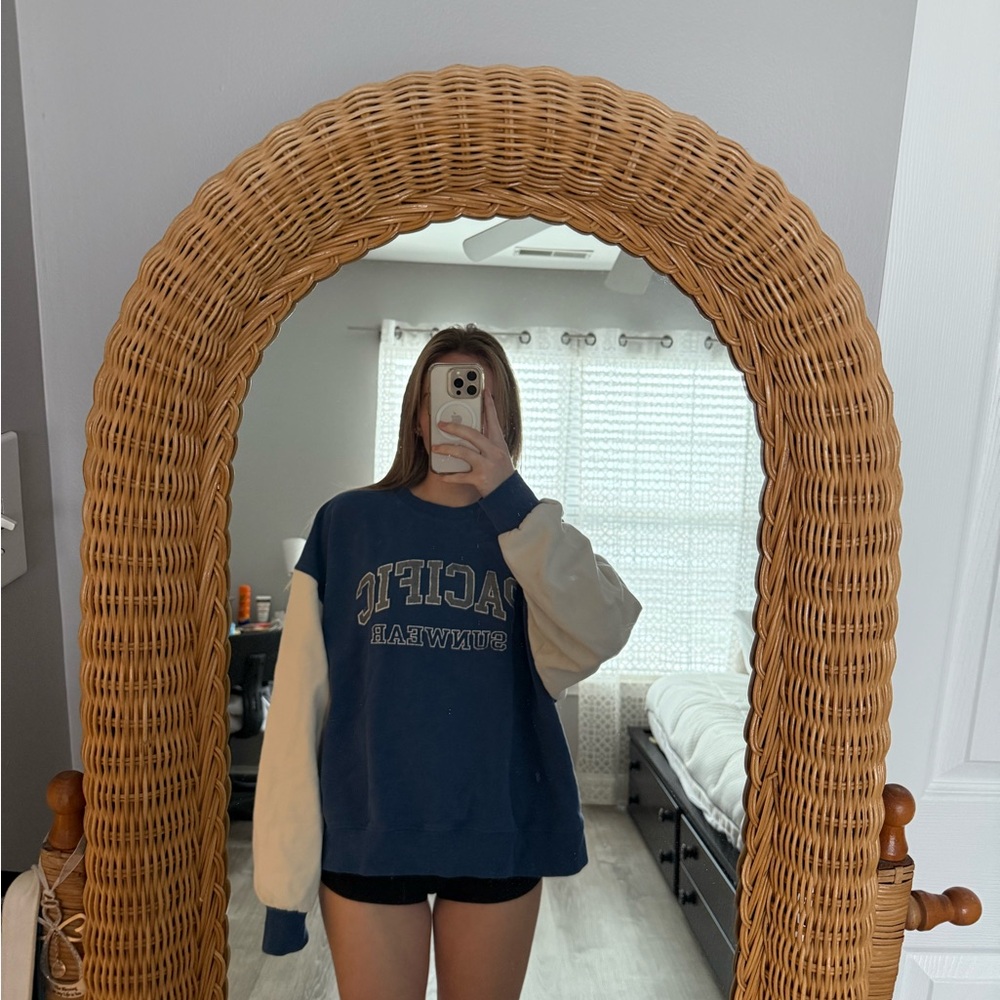 Blue and White Graphic Sweatshirt
